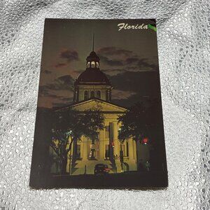 VTG Florida State Capitol Tallahassee Postcard Night Scene Scenic South Card Co.